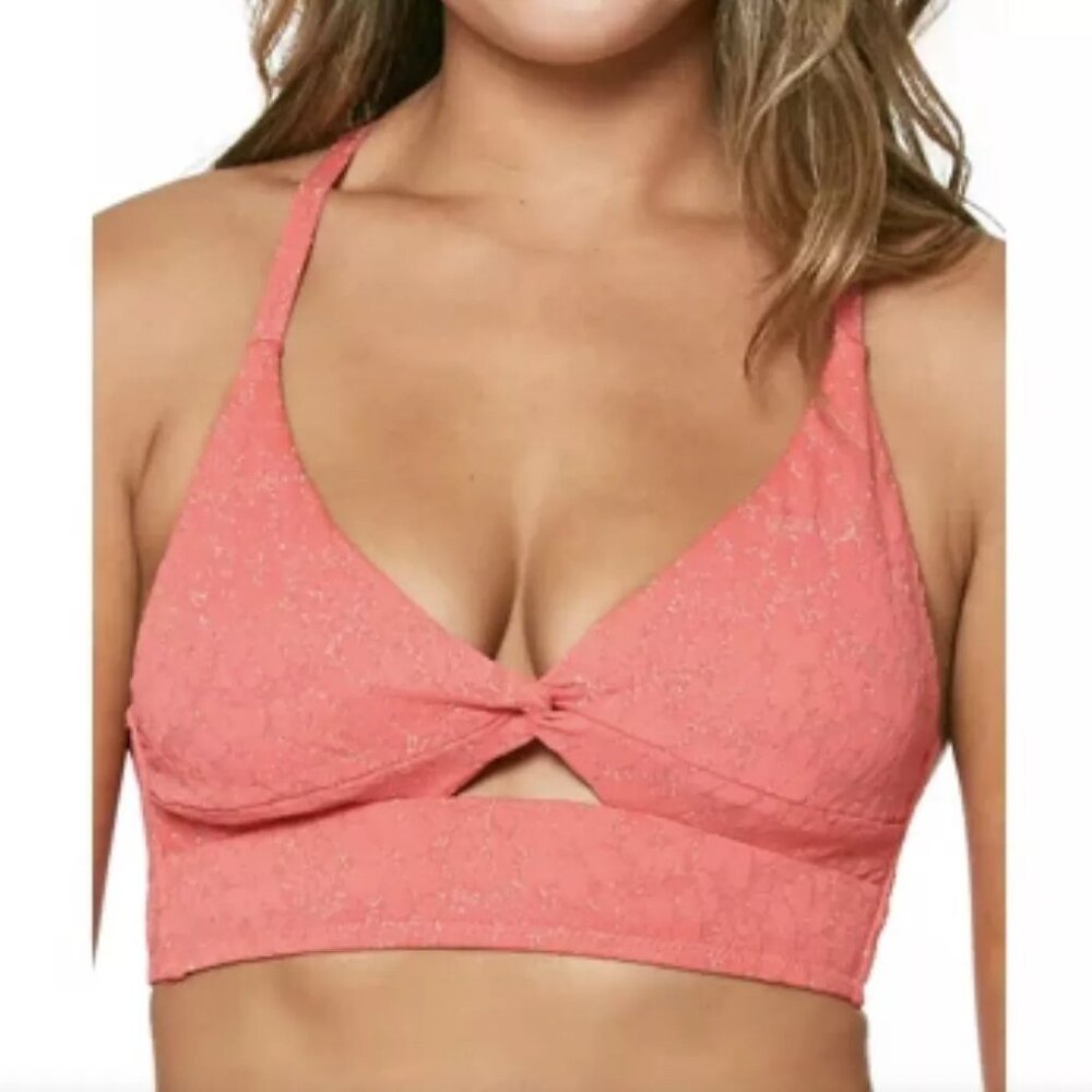 Jessica Simpson Flower Power Twist Front Bikini Top Madarin S
